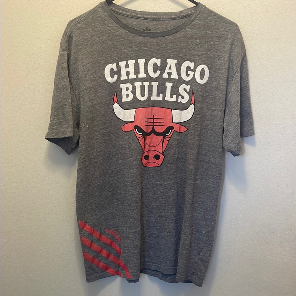 Gray Chicago Bulls T-Shirt with Red Logo